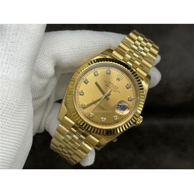 EWF Datejust 41 126333 A3235 Automatic Mens Watch Yellow Gold Champagne Diamonds Dial SS Jubilee Bracelet Best Edition