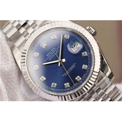 EWF Datejust 41 126334 A3235 Automatic Mens Watch Blue Diamonds Dial SS Jubilee Bracelet Best Edition