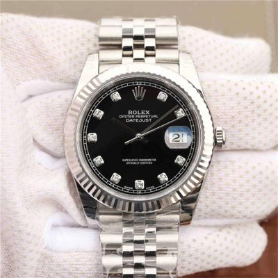 EWF Datejust 41 126334 A3235 Automatic Mens Watch Black Diamonds Dial SS Jubilee Bracelet Best Edition