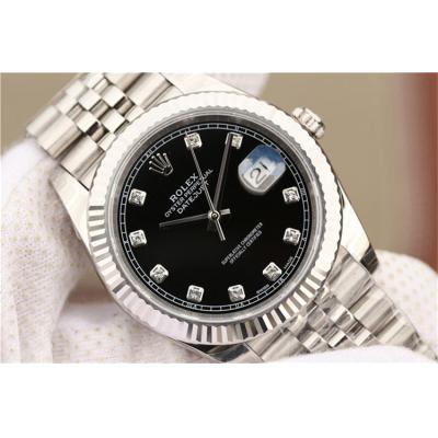 EWF Datejust 41 126334 A3235 Automatic Mens Watch Black Diamonds Dial SS Jubilee Bracelet Best Edition