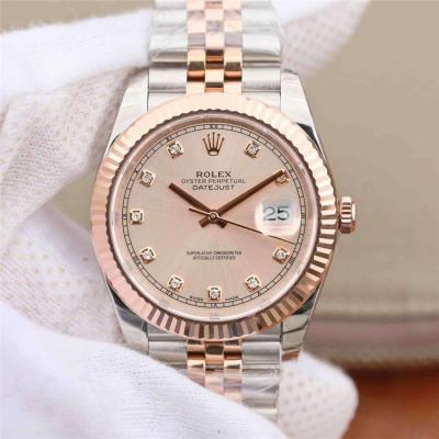 EWF Datejust 41 126331 A3235 Automatic Mens Watch Tow Tone RG Champagne Diamonds Dial SS Jubilee Bracelet Best Edition