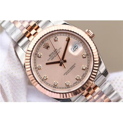 EWF Datejust 41 126331 A3235 Automatic Mens Watch Tow Tone RG Champagne Diamonds Dial SS Jubilee Bracelet Best Edition