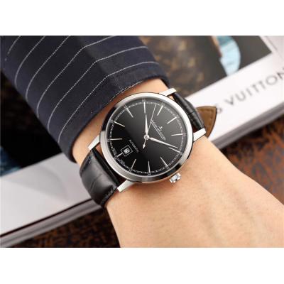 Replica Master Ultra Thin A21j Automatic Movement Mens Watch Black Dial Leather Strap E57