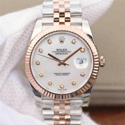 EWF Datejust 41 126331 A3235 Automatic Mens Watch Tow Tone RG MOP Diamonds Dial SS Jubilee Bracelet Best Edition