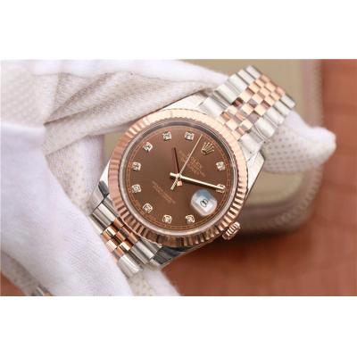 EWF Datejust 41 126331 A3235 Automatic Mens Watch Tow Tone RG Brown Diamonds Dial SS Jubilee Bracelet Best Edition