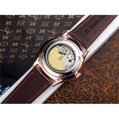 Replica Master Ultra Thin A8217 Automatic Movement Mens Watch Black Dial Leather Strap E65