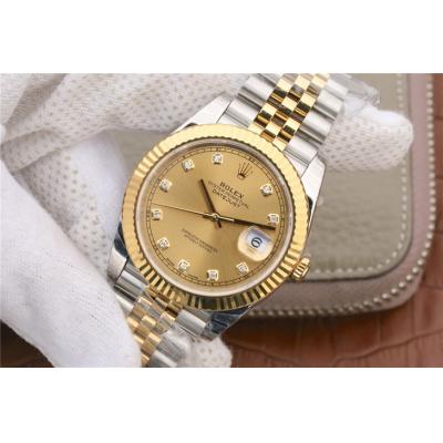 EWF Datejust 41 126331 A3235 Automatic Mens Watch Tow Tone YG  Champagne Diamonds Dial SS Jubilee Bracelet Best Edition