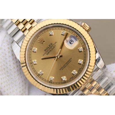 EWF Datejust 41 126331 A3235 Automatic Mens Watch Tow Tone YG  Champagne Diamonds Dial SS Jubilee Bracelet Best Edition