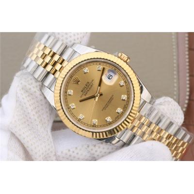 EWF Datejust 41 126331 A3235 Automatic Mens Watch Tow Tone YG  Champagne Diamonds Dial SS Jubilee Bracelet Best Edition