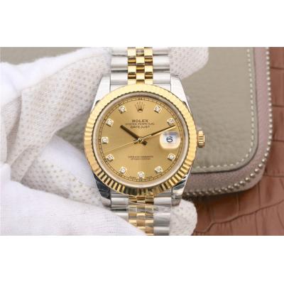 EWF Datejust 41 126331 A3235 Automatic Mens Watch Tow Tone YG  Champagne Diamonds Dial SS Jubilee Bracelet Best Edition