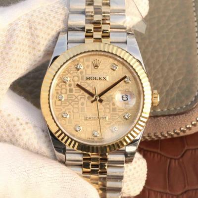 EWF Datejust 41 126331 A3235 Automatic Mens Watch Tow Tone YG  Champagne Diamonds Dial SS Jubilee Bracelet Best Edition