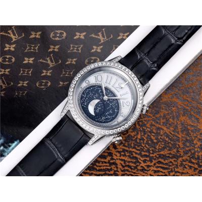 Replica Rendez-Vous Swiss Quartz Movement Womens Watch Moon Phase Dial Leather Strap E77