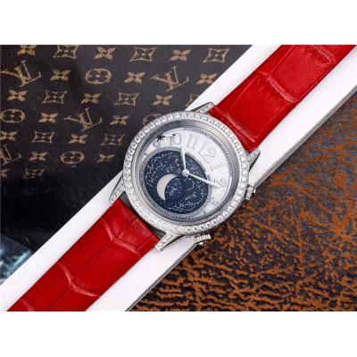 Replica Rendez-Vous Swiss Quartz Movement Womens Watch Moon Phase Dial Leather Strap E77