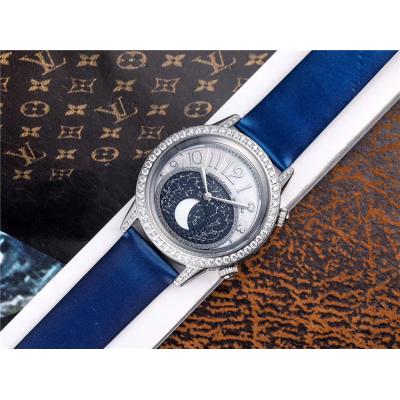 Replica Rendez-Vous Swiss Quartz Movement Womens Watch Moon Phase Dial Leather Strap E77