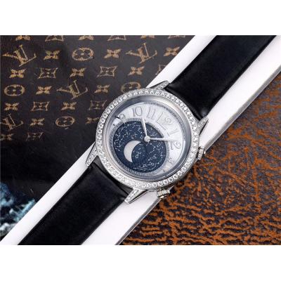 Replica Rendez-Vous Swiss Quartz Movement Womens Watch Moon Phase Dial Leather Strap E77