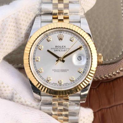 EWF Datejust 41 126331 A3235 Automatic Mens Watch Tow Tone YG  Silver Diamonds Dial SS Jubilee Bracelet Best Edition