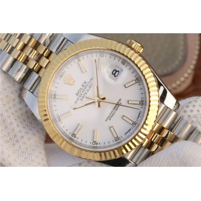 EWF Datejust 41 126331 A3235 Automatic Mens Watch Tow Tone YG  White Stick Dial SS Jubilee Bracelet Best Edition