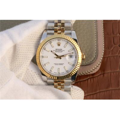 EWF Datejust 41 126331 A3235 Automatic Mens Watch Tow Tone YG  White Stick Dial SS Jubilee Bracelet Best Edition