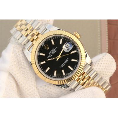 EWF Datejust 41 126331 A3235 Automatic Mens Watch Tow Tone YG  Black Stick Dial SS Jubilee Bracelet Best Edition