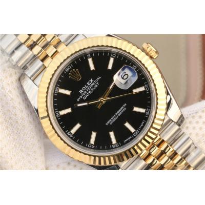 EWF Datejust 41 126331 A3235 Automatic Mens Watch Tow Tone YG  Black Stick Dial SS Jubilee Bracelet Best Edition