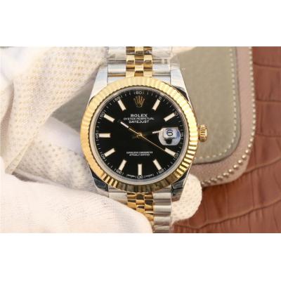 EWF Datejust 41 126331 A3235 Automatic Mens Watch Tow Tone YG  Black Stick Dial SS Jubilee Bracelet Best Edition