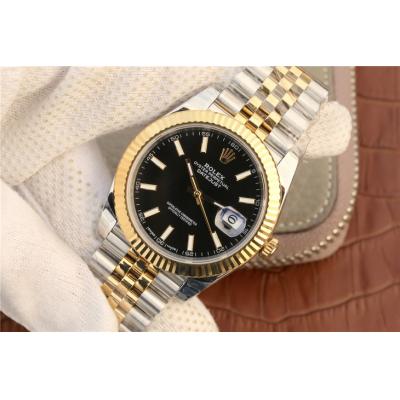 EWF Datejust 41 126331 A3235 Automatic Mens Watch Tow Tone YG  Black Stick Dial SS Jubilee Bracelet Best Edition