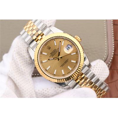 EWF Datejust 41 126331 A3235 Automatic Mens Watch Tow Tone YG  Champagne Stick Dial SS Jubilee Bracelet Best Edition