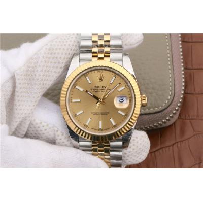 EWF Datejust 41 126331 A3235 Automatic Mens Watch Tow Tone YG  Champagne Stick Dial SS Jubilee Bracelet Best Edition