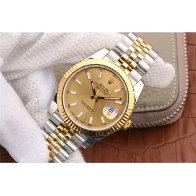 EWF Datejust 41 126331 A3235 Automatic Mens Watch Tow Tone YG  Champagne Stick Dial SS Jubilee Bracelet Best Edition