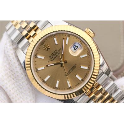 EWF Datejust 41 126331 A3235 Automatic Mens Watch Tow Tone YG  Champagne Stick Dial SS Jubilee Bracelet Best Edition