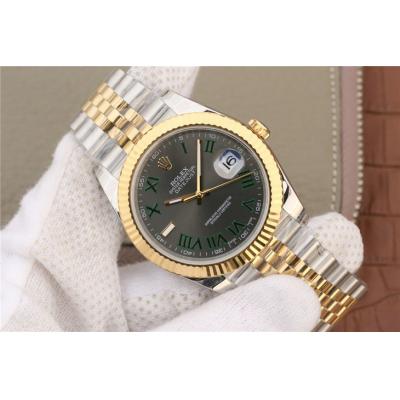 EWF Datejust 41 126331 A3235 Automatic Mens Watch Tow Tone YG  Gray Green Roman Dial SS Jubilee Bracelet Best Edition