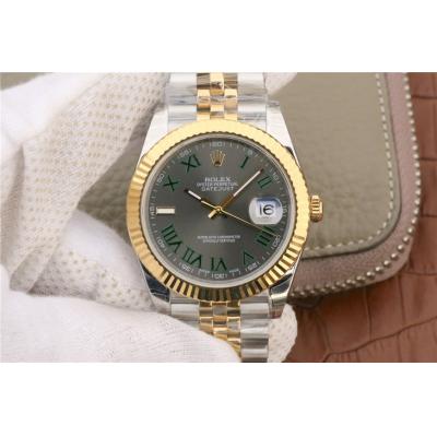 EWF Datejust 41 126331 A3235 Automatic Mens Watch Tow Tone YG  Gray Green Roman Dial SS Jubilee Bracelet Best Edition