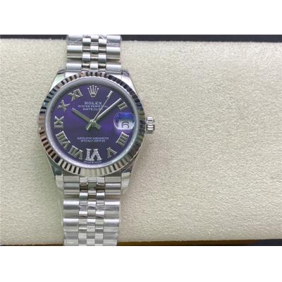 EWF Datejust 31 278273 A2688 Automatic Womens Watch Purple Roman VI Diamonds Dial SS Jubilee Bracelet  Best Edition