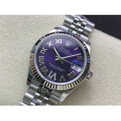 EWF Datejust 31 278273 A2688 Automatic Womens Watch Purple Roman VI Diamonds Dial SS Jubilee Bracelet  Best Edition