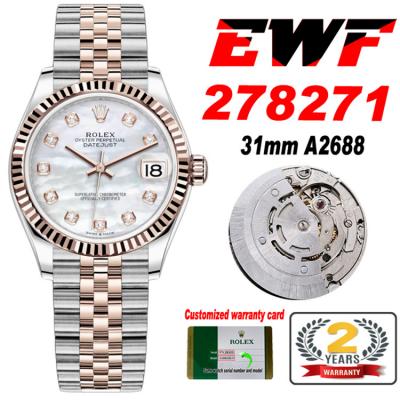 EWF Datejust 31 278271 A2688 Automatic Womens Watch Two Tone RG MOP Diamonds Dial SS Jubilee Bracelet  Best Edition