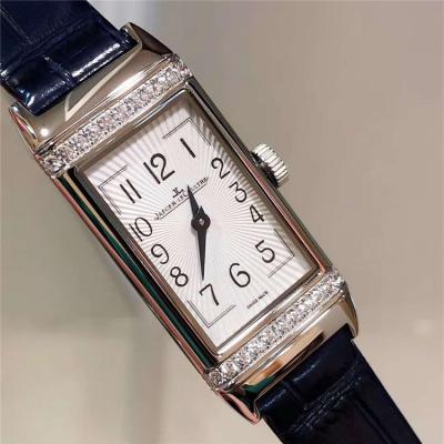 Replica Reverso Ronda Movement Mens Watch White Dial Diamonds Case Leather Strap E173