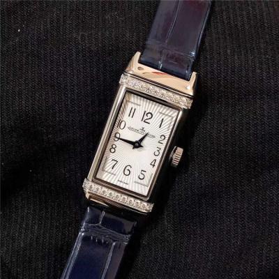 Replica Reverso Ronda Movement Mens Watch White Dial Diamonds Case Leather Strap E173