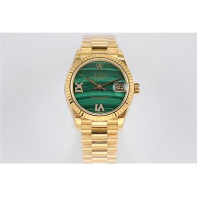 EWF Datejust 31 278278MLRDP A2688 Automatic Womens Watch Malachite Diamond Dial SS Presidential Bracelet Best Edition