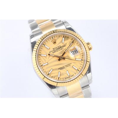 EWF Datejust 36 126200 A3235 Automatic Mens Watch Two Tone YG Champagne Palm Dial 904L SS Oyster Bracelet Best Edition