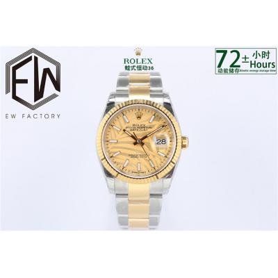 EWF Datejust 36 126200 A3235 Automatic Mens Watch Two Tone YG Champagne Palm Dial 904L SS Oyster Bracelet Best Edition