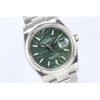 EWF Datejust 36 126200 A3235 Automatic Mens Watch Green Palm Dial 904L SS Oyster Bracelet Best Edition