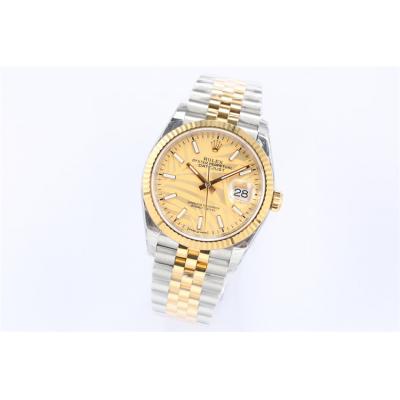 EWF Datejust 36 126200 A3235 Automatic Mens Watch Two Tone YG Champagne Palm Dial 904L SS Oyster Bracelet Best Edition