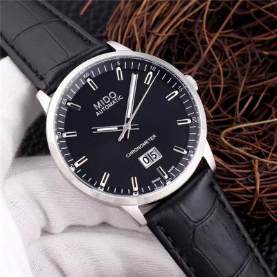 Replica Commander Japan Quartz Movement Mens Watch Silver Dial Leather Strap B E01