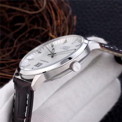 Replica Commander Japan Quartz Movement Mens Watch Silver Dial Leather Strap B E01