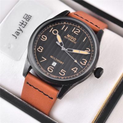 Replica Multifort A21j Automatic Movement Mens Watch Black Dial Leather Strap E02