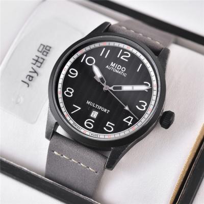 Replica Multifort A21j Automatic Movement Mens Watch Black Dial Leather Strap E02