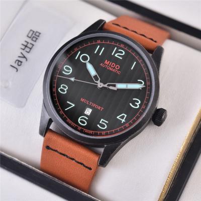 Replica Multifort A21j Automatic Movement Mens Watch Black Dial Leather Strap E02