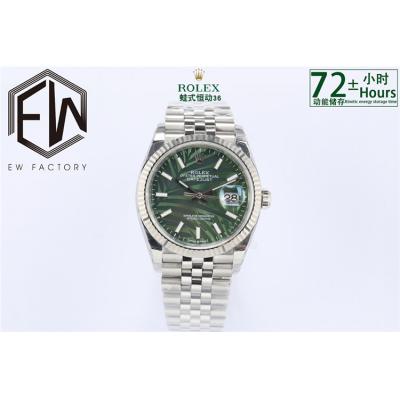 EWF Datejust 36 126200 A3235 Automatic Mens Watch Green Palm Dial 904L SS Oyster Bracelet Best Edition