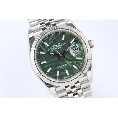 EWF Datejust 36 126200 A3235 Automatic Mens Watch Green Palm Dial 904L SS Oyster Bracelet Best Edition