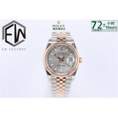 EWF Datejust 36 126200 A3235 Automatic Mens Watch Two Tone RG Gray Palm Dial 904L SS Jubilee Bracelet Best Edition